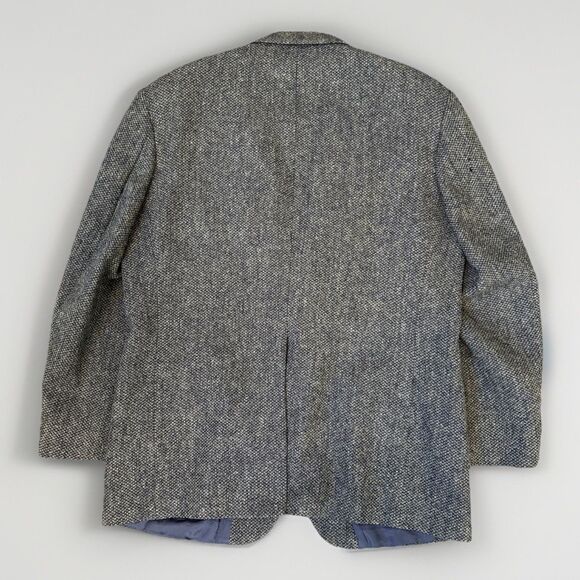 VTG LANDS END Authentic Men’s Harris Tweed Wool Sport Coat 44R Houndstooth Lined - Picture 8 of 14